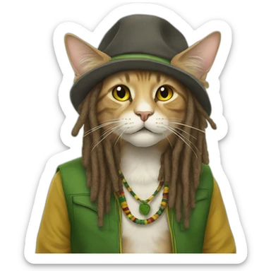 rastafarian cat sticker
