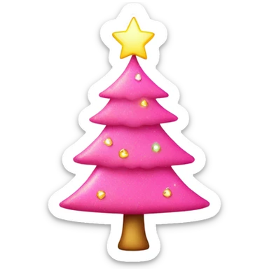 Pink Christmas tree with glitter and lights sticker