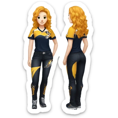 mergurine luka wearing a nashville predators shirt and black pants standing  sticker