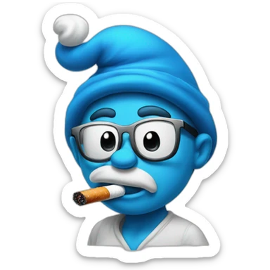 unhealthy looking smurf with ciggy sticker
