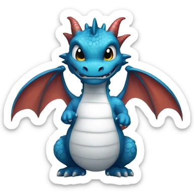 A blue dragon in a white T-shirt with puffed cheeks, ready to explode with rage sticker