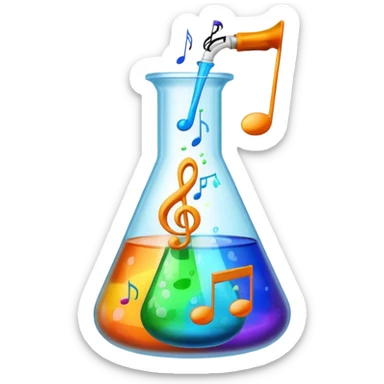 flask beaker science with music coming out sticker
