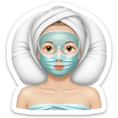 white Lady with face mask spa beauty full face relaxing sticker