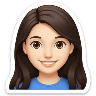 smiling girl with long dark brown hair  sticker