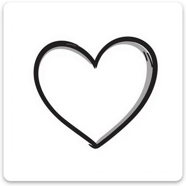 A classic love heart symbol with hand-drawn scribbled lines, slightly asymmetrical with personality, casual sketch style sticker
