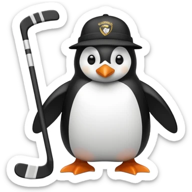 penguin playing hockey wearing Guinness  sticker