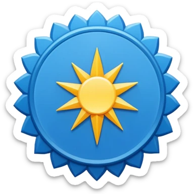 “An emoji-style image of a Facebook-like verified badge. It should be a bright blue, scalloped circle (starburst shape) with a white check mark in the center. The design should be clean, minimal, and modern, similar to official social media verification icons sticker