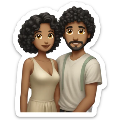 Romantic  couple in greece the boy has a black curly hair sticker