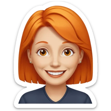 old adult female, orange hair sticker