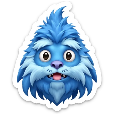 A skinny and lanky tall blue furry monster with a slightly triangular head put the top having a small curve going inward  sticker
