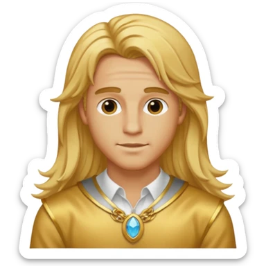 Adonis, Desire God from Rome Mythology with long golden blonde hair, gold outfit sticker
