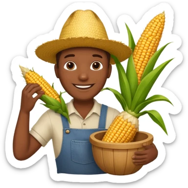 BLACK MAN HOLDING AN CORN POT sticker