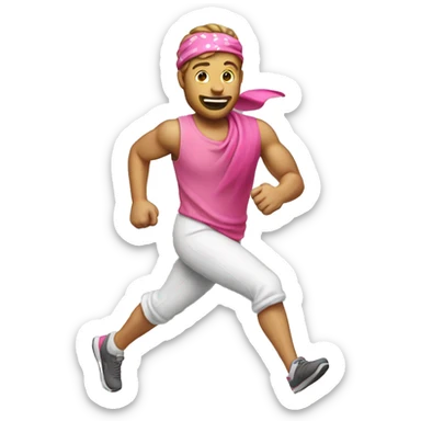 White man running with pink bandana on arm sticker