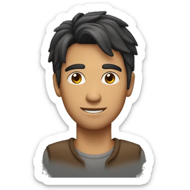 Hombre de 15 años piel morena y pelo rizo sticker