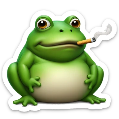 Fat frog smoking a cigarette sticker