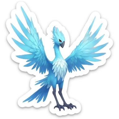 Fantasy legendary godly ice bird Cryo-snow-Phoenix Fakemon full body sticker