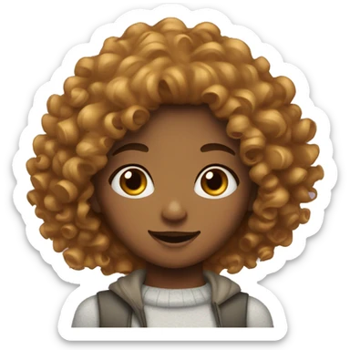 A curly haired girl with freckles  sticker