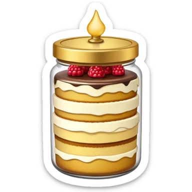 A layered small jar of cake that is gold outline black background ONLY GOLD I just wanted to be an outline on a black screen. sticker