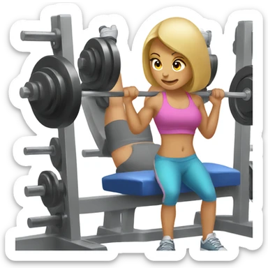 Girl bench pressing  sticker