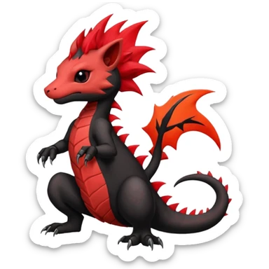 Fiery gothic evil black and red salandit-Liten-torracat with a red Mohawk  sticker