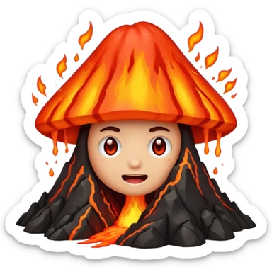 can i have an image of an red faced emoji with a small vocano th the top of its head erupting. i like the 4th image but no smiling sticker
