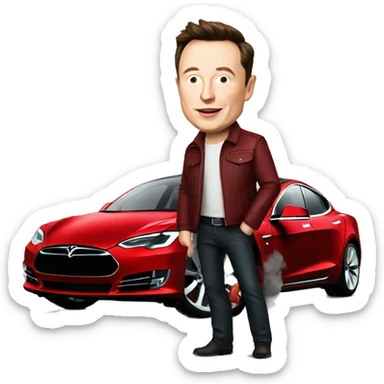 Red tesla Elon musk sticker