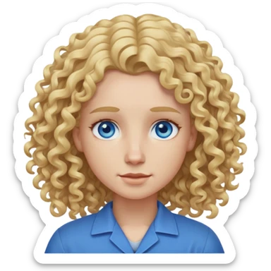 AEMT wit curly blonde hair and blue eyes sticker