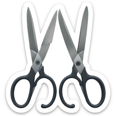 two pairs of scissors both are open and facing eachother but not touching  sticker