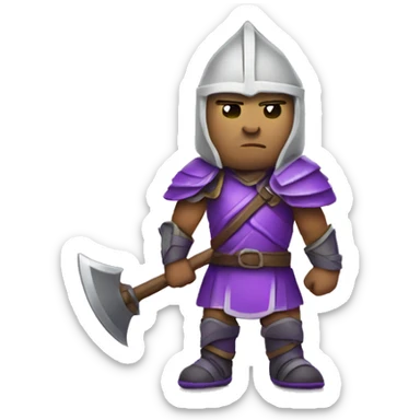 White warrior whit purple armor and axe sticker