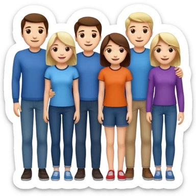 a bunch of friends emoji and they are chinese but wear normal clothes sticker