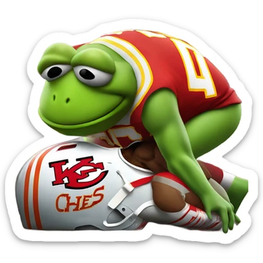 Kermit the from in a Kansas City Chiefs uniform getting run over by a large Buffalo  sticker