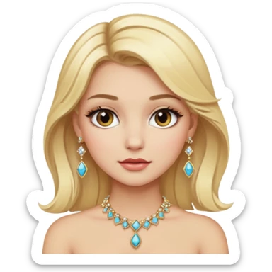 fancy blonde hair girl with makeup and jewellery sticker