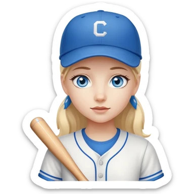 girl with blue eyes in baseball cap portrait sticker