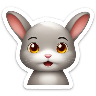 Shy bunny blushing bright red cheeks sticker