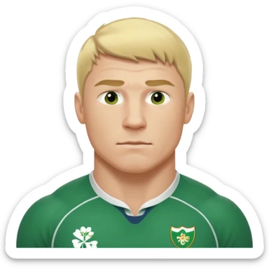irish rugby player with very short blond hair sticker