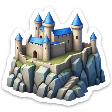 blue-roofed fortress on the rock sticker