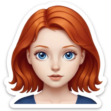 Redhead girl with dark blue ayes  sticker