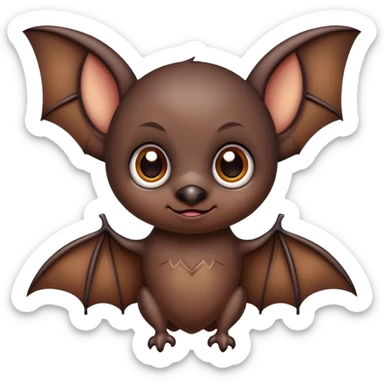 Cute lil bat with big dark brown eyes sticker