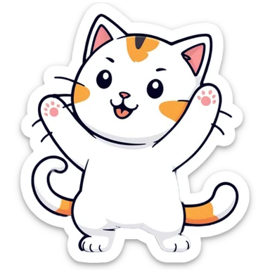 cat twerking, energetic pose sticker