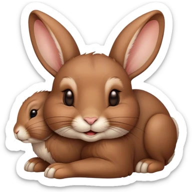 Meme-Worthy Cute Sleeping Brown Rabbit Portrait Emoji, Head resting peacefully with a contented smile, showcasing a delightfully sturdy build and a luxuriously soft brown fur, eyes shut in a serene nap, Simplified yet hilariously adorable features, highly detailed, glowing with a soft, drowsy light, high shine, relaxed and utterly lovable, stylized with an air of playful laziness, bright and heartwarming, soft glowing outline, capturing the essence of a comically sleepy bunny, so meme-worthy it feels like it could instantly become the next viral sensation of adorable slumber! sticker