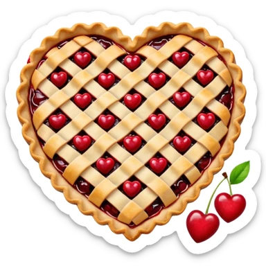 cherry pie heart shape sticker