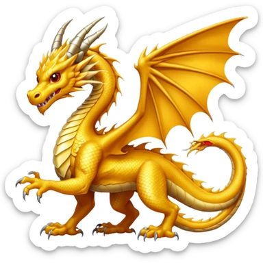 a golden dragon with two legs and two wings sticker