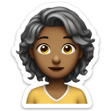 Exhausted bat pretty student girl with her hair done and tons of work sticker