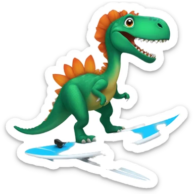 dinosaur wearing a tutu riding a surfboard sticker
