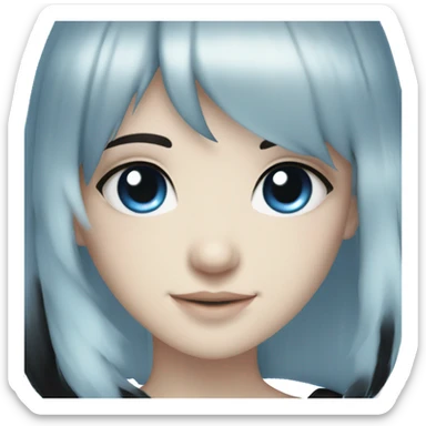 smiling blue eyed egirl with black hair sticker
