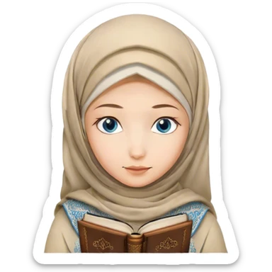 Turkish blonde bloom design Hijabi girl with blue eyes and beautiful finish reading quran sticker