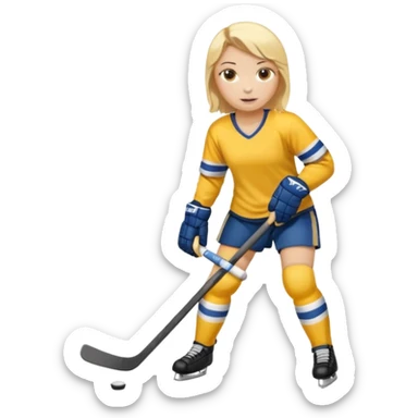 Girl hockey player with yellow jersey full body sticker