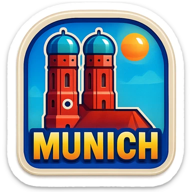 Adjust the color temperature and lighting of the original Munich emoji to remove the orange tint and create a bright, clear daytime scene. Keep the style, detail, and composition exactly the same. Maintain the fully transparent background. sticker
