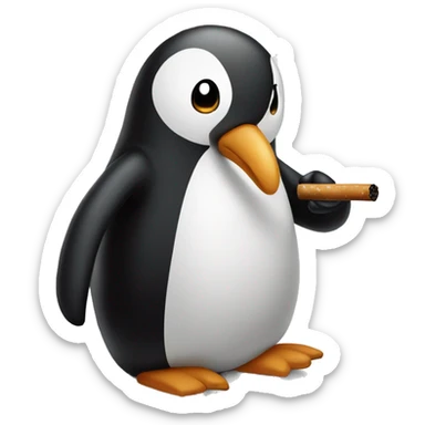 Pingüino con un cigarro sticker