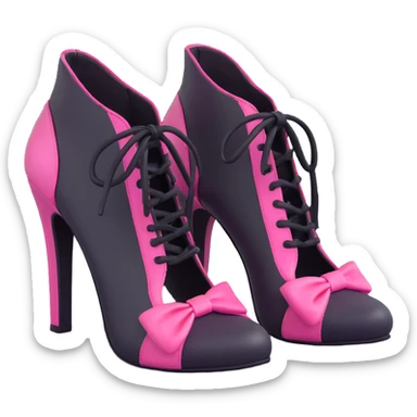 BLACKPINK-inspired gothic shoes, no hearts, black and pink, cute and sticker